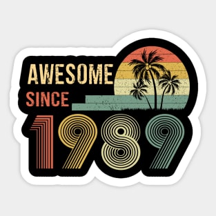 33 Years Old Awesome Since 1989 Gifts 33th Birthday Gift Sticker